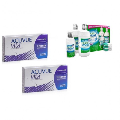 Pack Lentes de contacto Mensuales ACUVUE VITA 6L + OPTIFREE