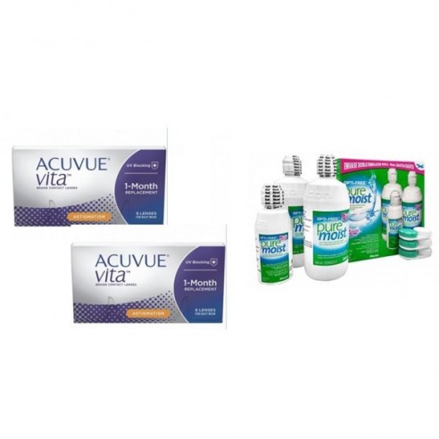 Pack Lentes de contacto Mensuales ACUVUE VITA FOR ASTIGMATISMO 6L + OPTIFREE