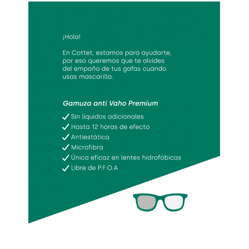 Gamuza antivaho lentes 1 ud - uso