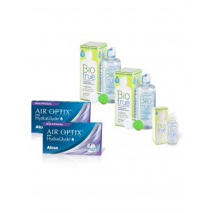 Pack Lentes de contacto AIR OPTIX® plus HydraGlyde® Multifocal 6L + BIOTRUE