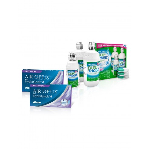 Pack Lents de Contacte AIR OPTIX® plus HydraGlyde® Multifocal 6L + OPTIFREE