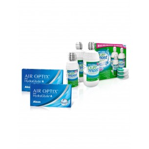 Pack Lentes de contacto Mensuales AIR OPTIX® plus HydraGlyde® 6L + OPTIFREE