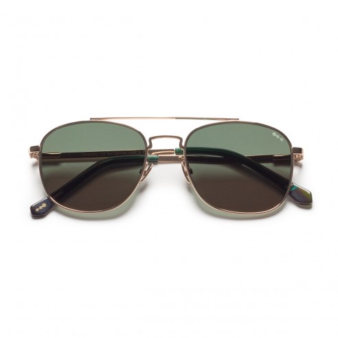 Gafas Sol hombre Barcelona DENZEL 12 Dorado forma ovalada metal estilo casual.