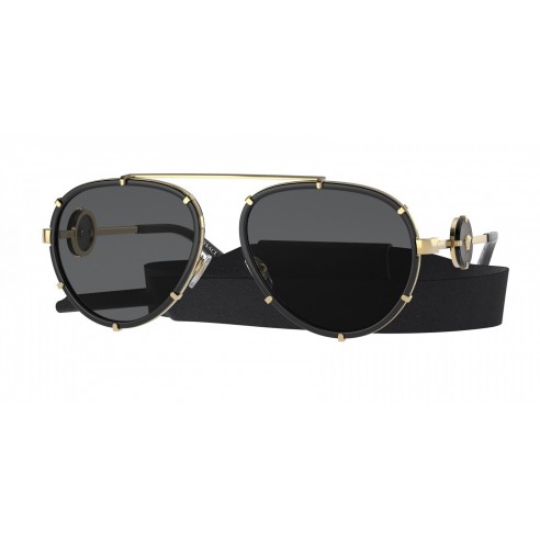 Gafas de Sol Versace unisex VE2232 143887 negro - Vista frontal con funda
