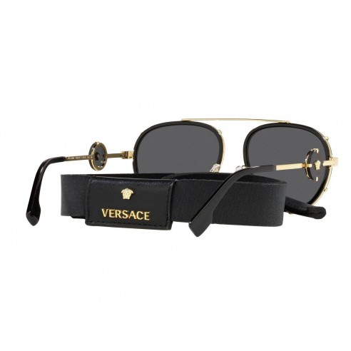 Gafas de Sol Versace unisex VE2232 143887 negro - vista trasera con funda